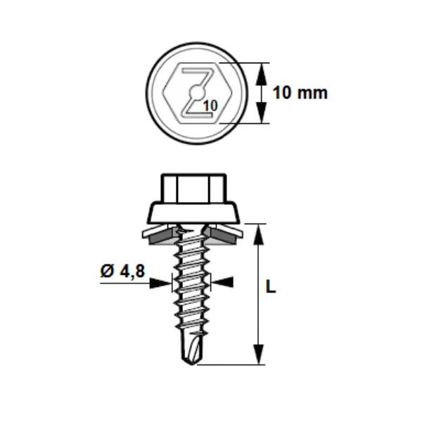 Vis Autoforeuse Th Vis Etanco Zacrovis 4T TH10 / 2C - 4.8x25mm RAL 7016 Gris Anthracite 2 Vis Autoforeuse Th Vis Etanco Zacrovis 4T TH10 / 2C - 4.8x25mm RAL 7016 Gris Anthracite – Image 2