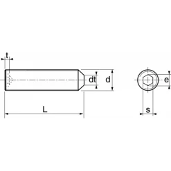 Acton Vis Sans Tête Inox A2 Sthc Vis à Métaux Sans Tête Six Pans Creux Bout Pointeau Inox A2 M6x16
