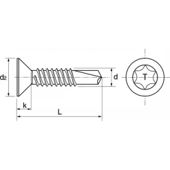 Vis à Tole Autoperceuse Inox A2 à Tête Fraisée Vis Autoperceuse Tête Fraise Six Lobes A2 M4.8x38 Mm Acton 624364,8X38 -Visserie boulonnerie rivet Soldes imageproduct373488 2