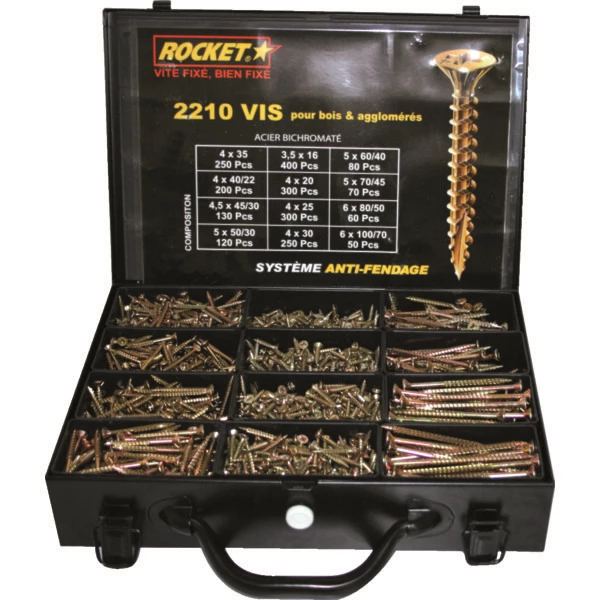 Coffret De Vis à Bois Tête Fraisée Mallette 2210 Vis Rocket Tête Fraisée Empreinte Pozidriv Pour Le Bois Et L'aggloméré 82034 2 Coffret De Vis à Bois Tête Fraisée Mallette 2210 Vis Rocket Tête Fraisée Empreinte Pozidriv Pour Le Bois Et L'aggloméré 82034 – Image 2