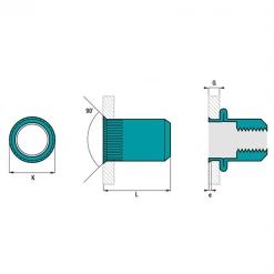 Scell-It Insert Taraudé Et écrou Aveugle Écrou Aveugle Cranté Inox A2 M6x14 Perçage 9 Mm Tête Réduite X100