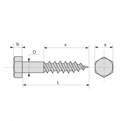 Lennie Vis Tirefond Zinguée Et Inox Vis Bois Tête Hexagonale Tirefond Acier Zingué DIN 571 M7x80 Mm X100
